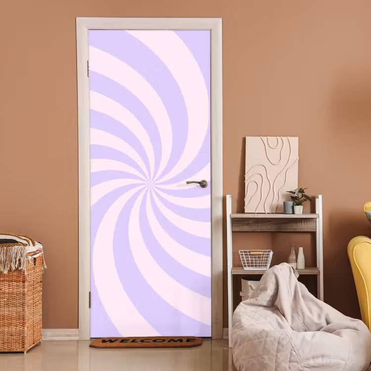 Deursticker - Patroon - Spiraal - Abstract - Modern - Paars-Roze — 2
