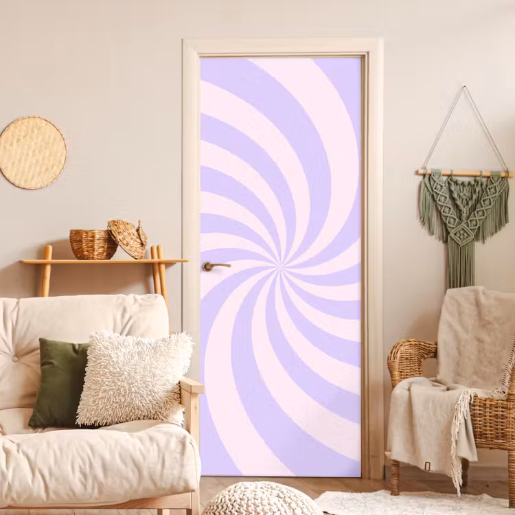 Deursticker - Patroon - Spiraal - Abstract - Modern - Paars-Roze — 4