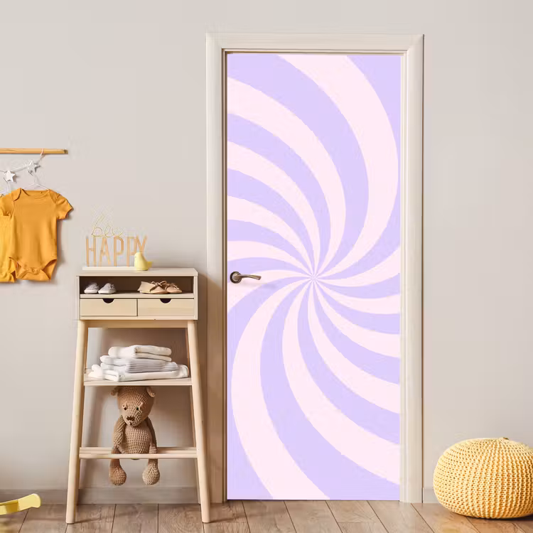 Deursticker - Patroon - Spiraal - Abstract - Modern - Paars-Roze — 6
