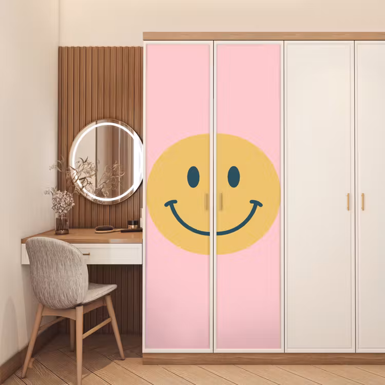 Deursticker - Smiley - Geel - Roze - Symbool - Minimalistisch — 5