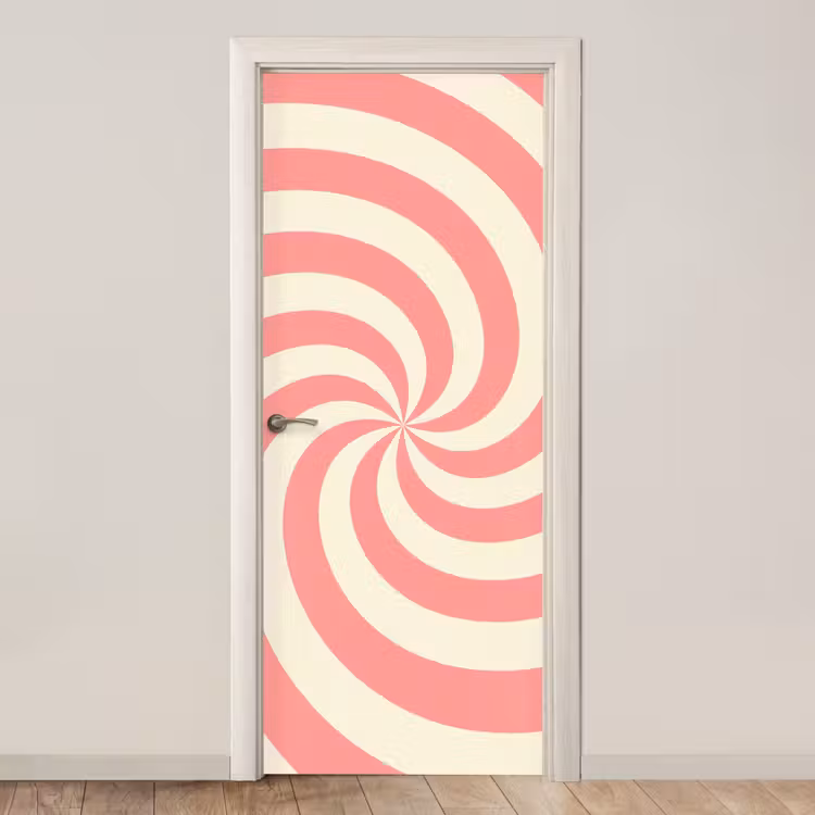 Deursticker - Spiraal - Patroon - Abstract - Roze - Beige — 1