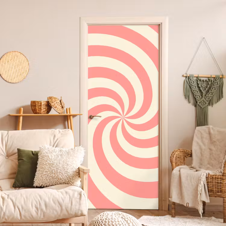 Deursticker - Spiraal - Patroon - Abstract - Roze - Beige — 4