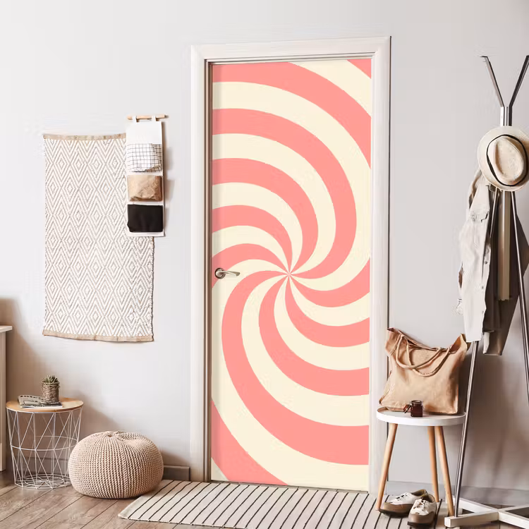 Deursticker - Spiraal - Patroon - Abstract - Roze - Beige — 8