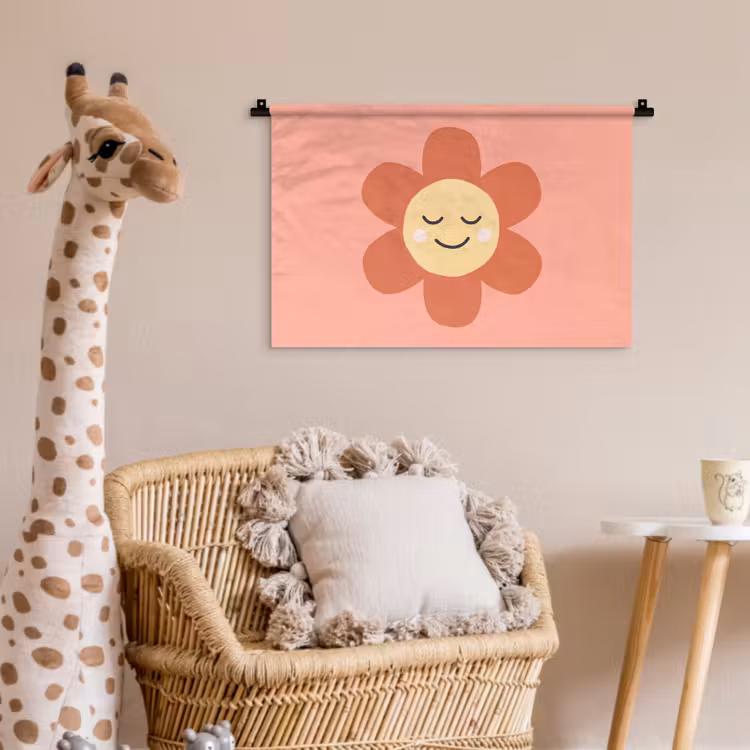Wandkleed - Bloemen - Tekenfilm - Kind - Roze — 5