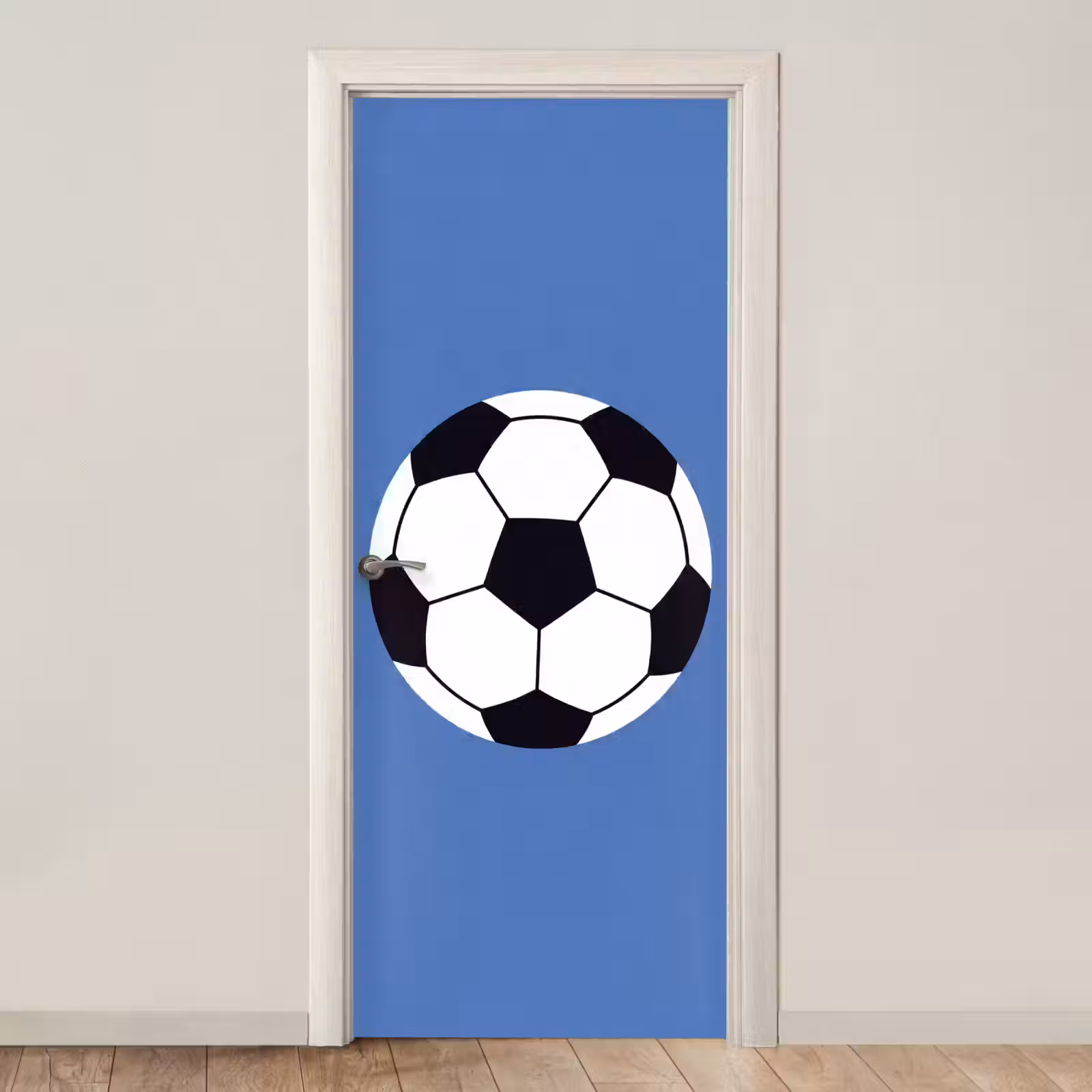 Deursticker - Voetbal - Zwart-wit - Sport - Illustratie - Blauw — 1