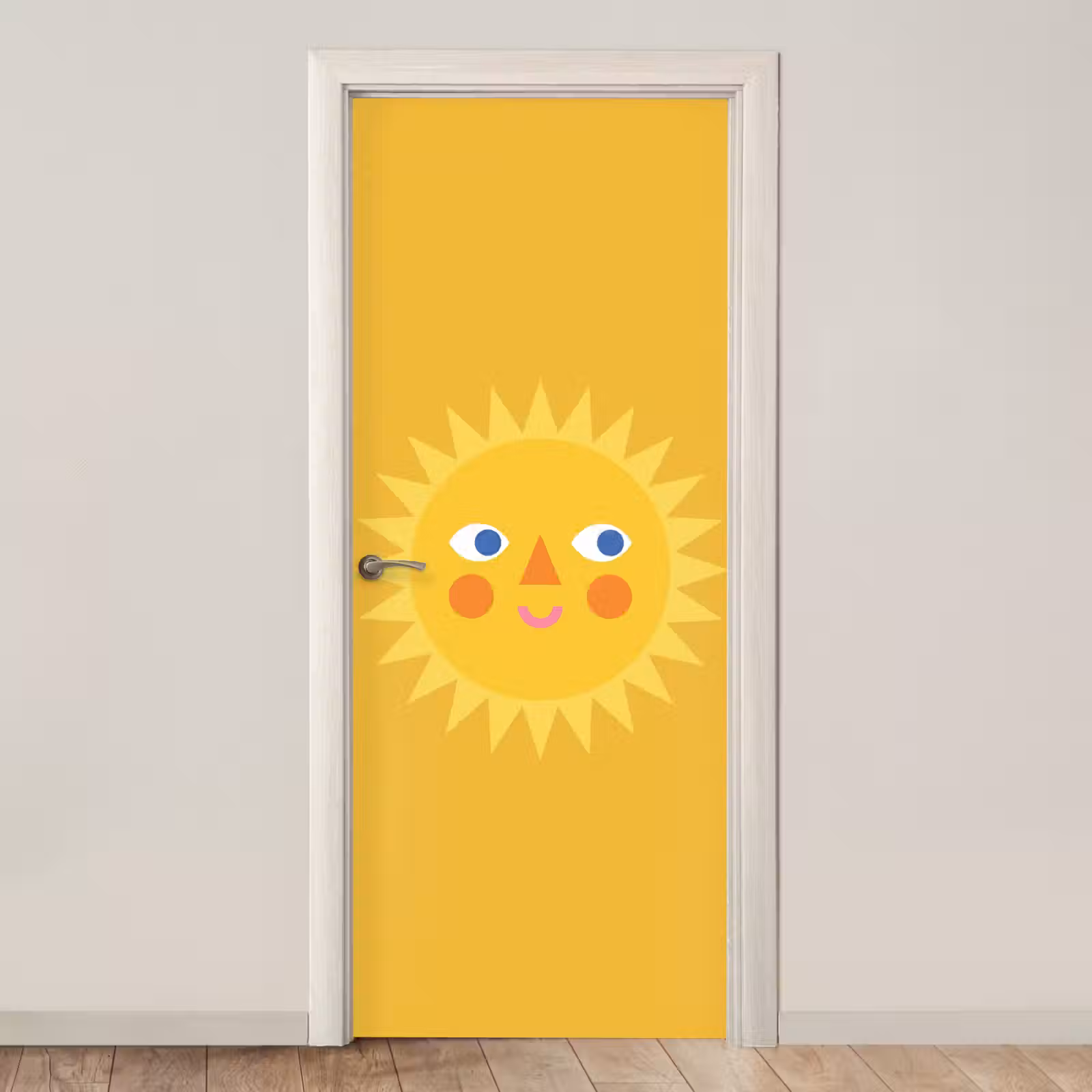 Deursticker - Zon - Gezicht - Zomer - Illustratie - Geel — 1