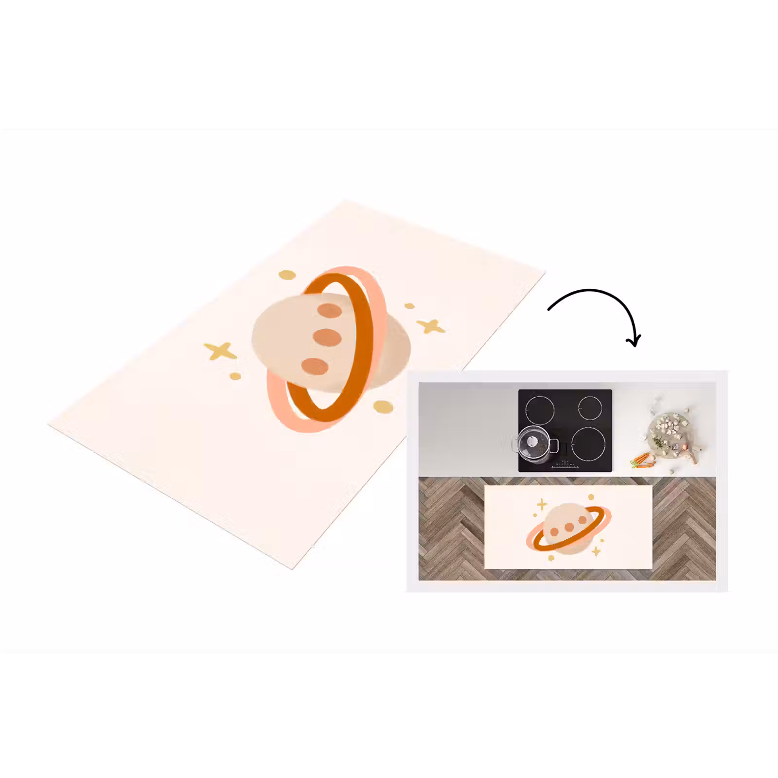 Keukenloper - Planeet - Ringen - Ruimte - Illustratie - Beige — 1