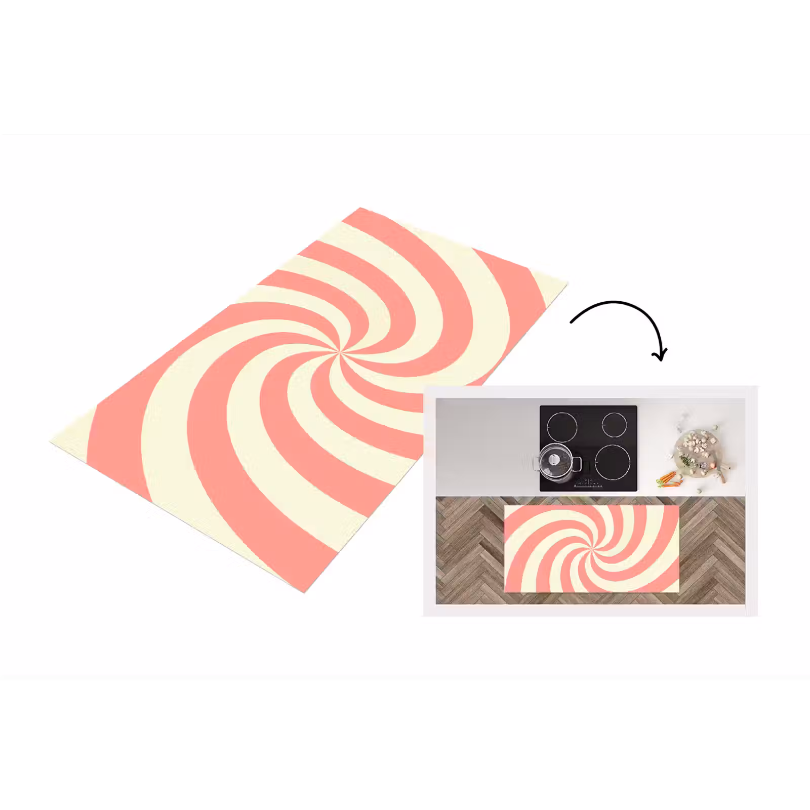 Keukenloper - Spiraal - Patroon - Abstract - Roze - Beige — 1