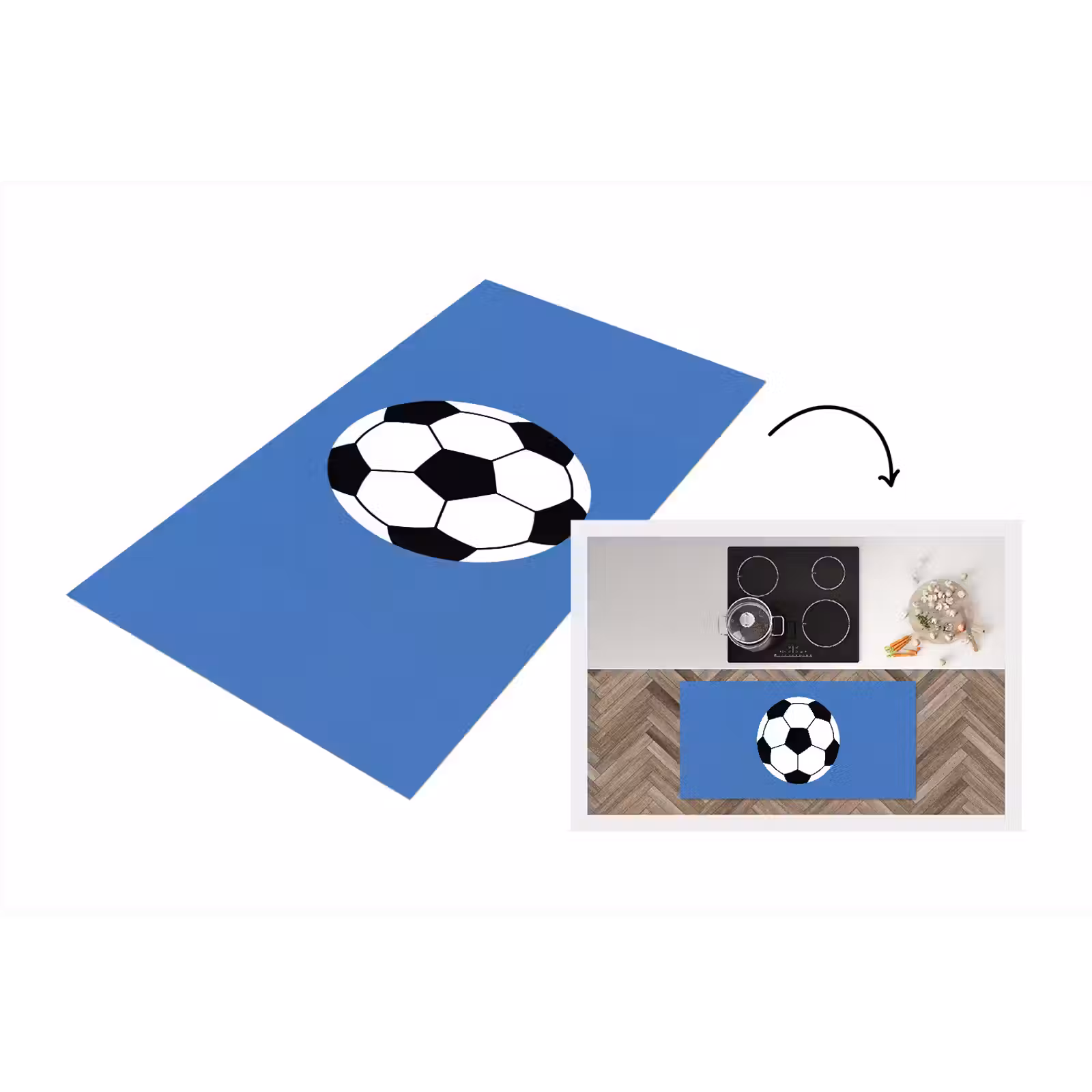 Keukenloper - Voetbal - Zwart-wit - Sport - Illustratie - Blauw — 1