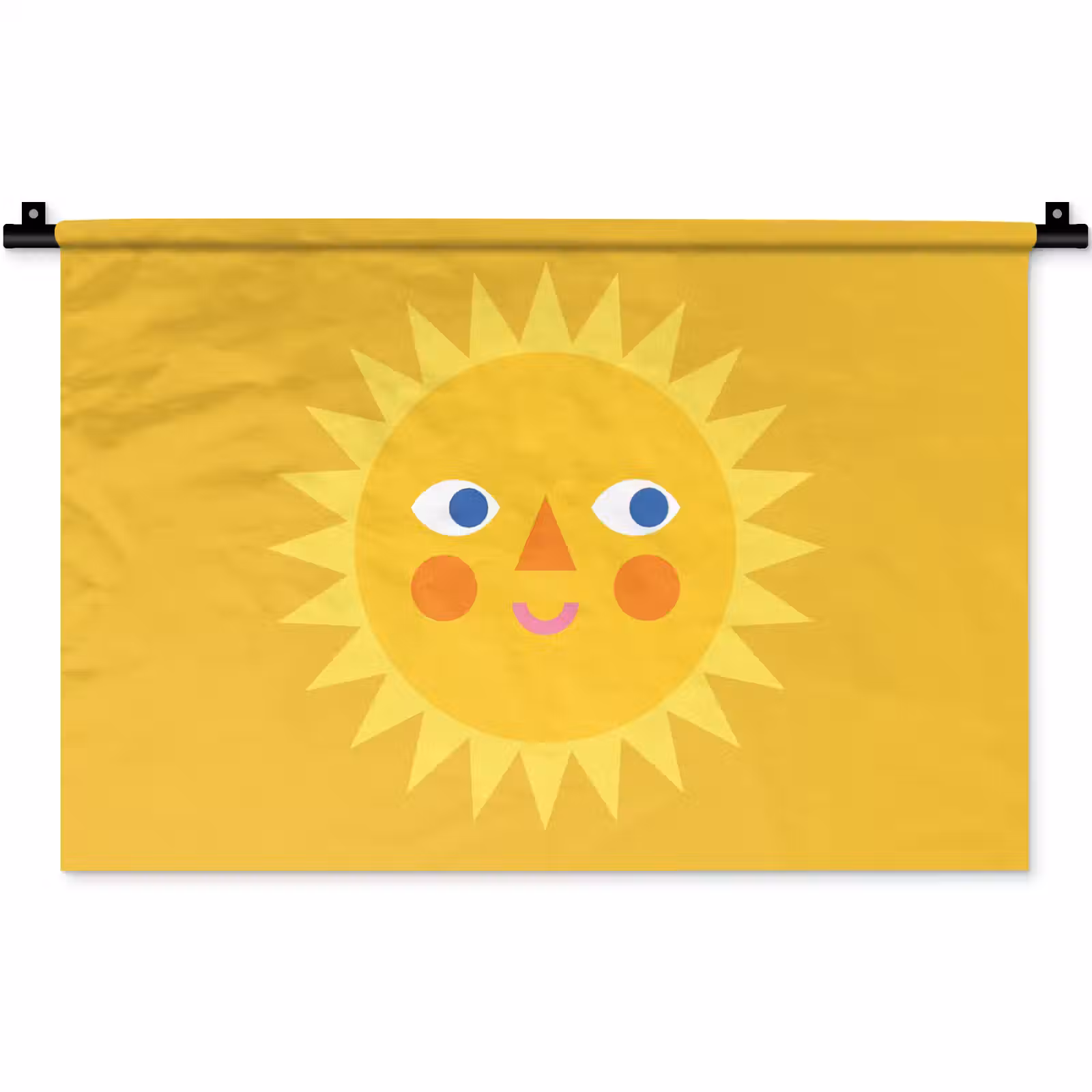Wandkleed - Zon - Gezicht - Zomer - Illustratie - Geel — 1