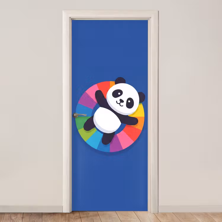 Deursticker - Dieren - Cartoon - Kleurrijk - Modern - Speels — 1