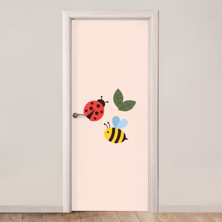 Deursticker - Insect - Blad - Natuur - Speels - Illustratie — 1