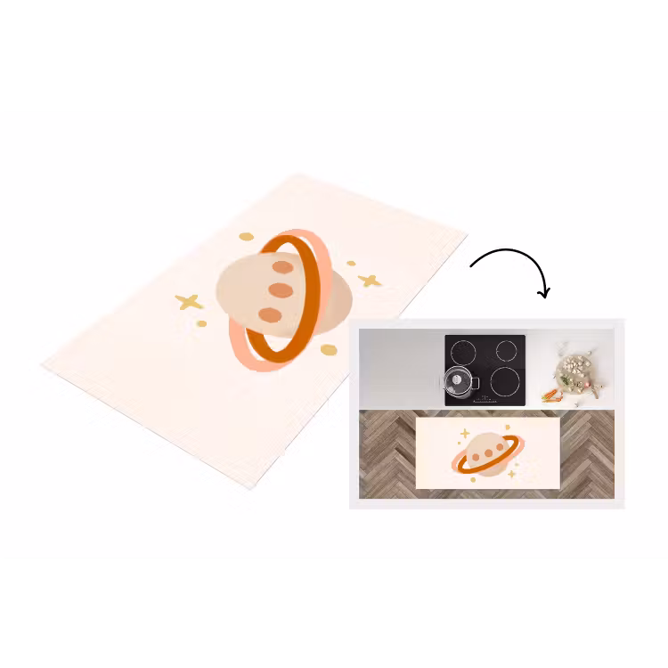 Keukenloper - Planeet - Ringen - Ruimte - Illustratie - Beige — 1