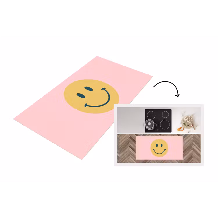 Keukenloper - Smiley - Geel - Roze - Symbool - Minimalistisch — 1