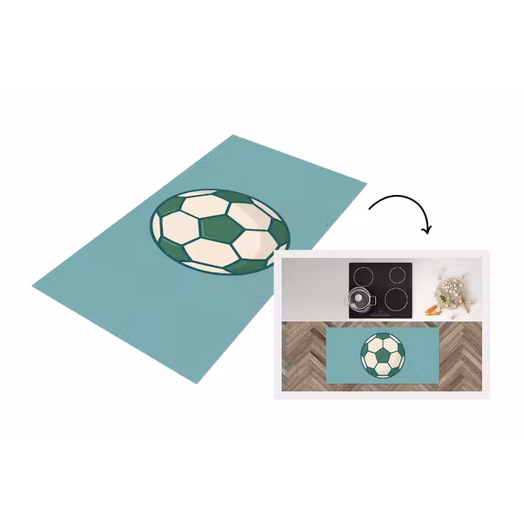 Keukenloper - Voetbal - Geometrisch - Sport - Illustratie - Blauwgroen — 1