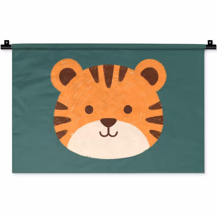 Wandkleed - Dieren - Kop - Oranje - Illustratie - Modern — 1