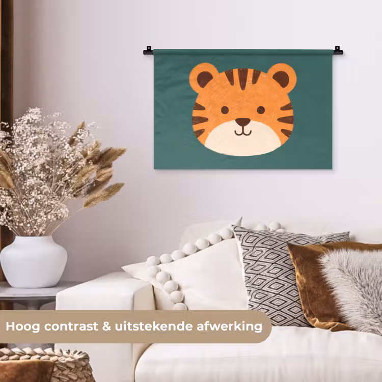 Wandkleed - Dieren - Kop - Oranje - Illustratie - Modern — 4