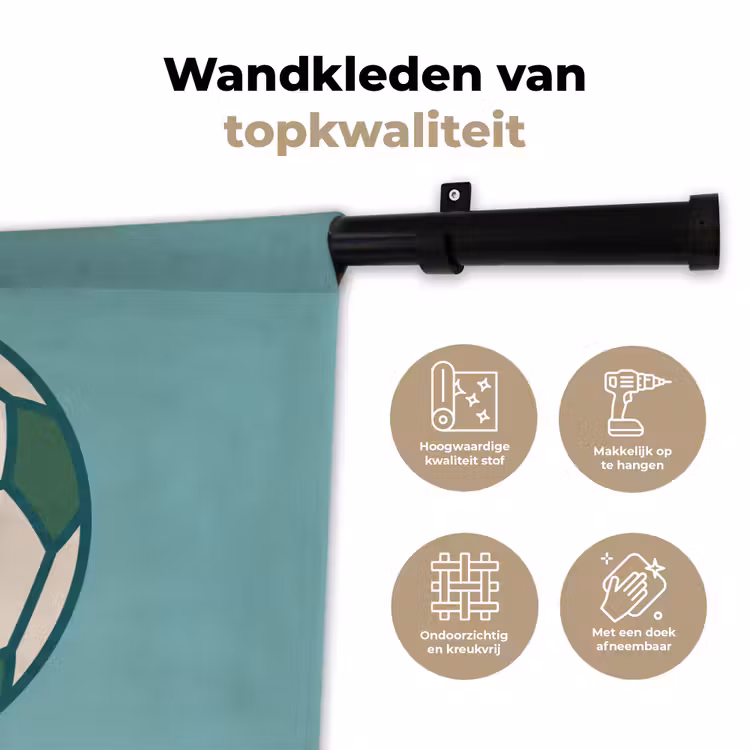 Wandkleed - Voetbal - Geometrisch - Sport - Illustratie - Blauwgroen — 3