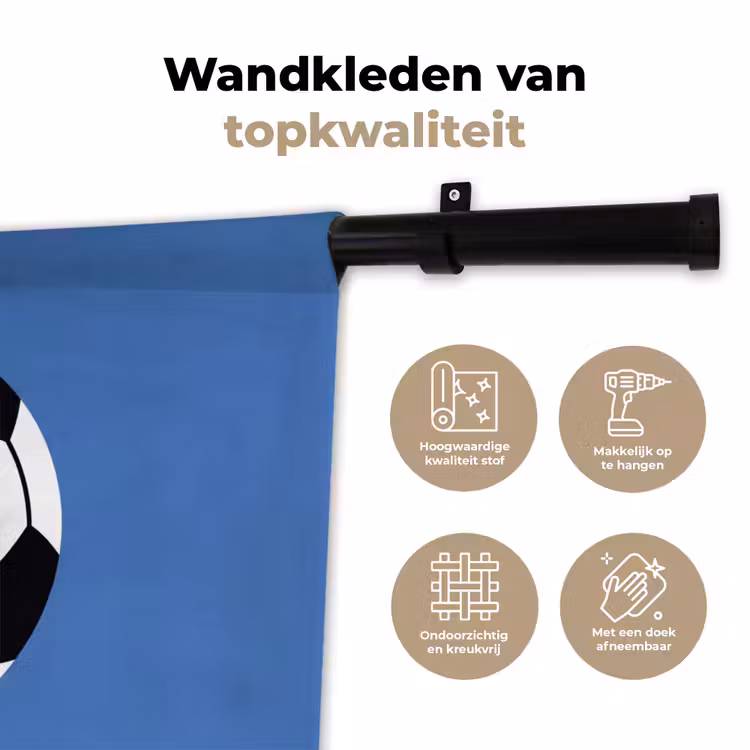 Wandkleed - Voetbal - Zwart-wit - Sport - Illustratie - Blauw — 3