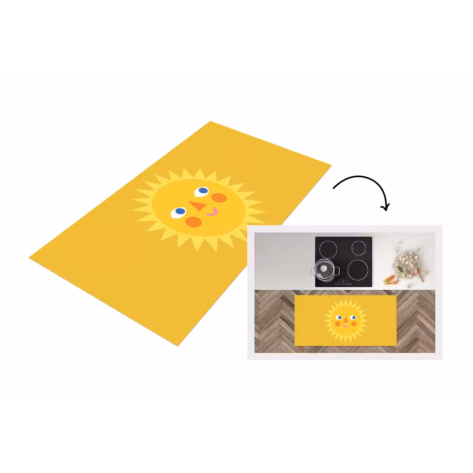 Keukenloper - Zon - Gezicht - Zomer - Illustratie - Geel — 1