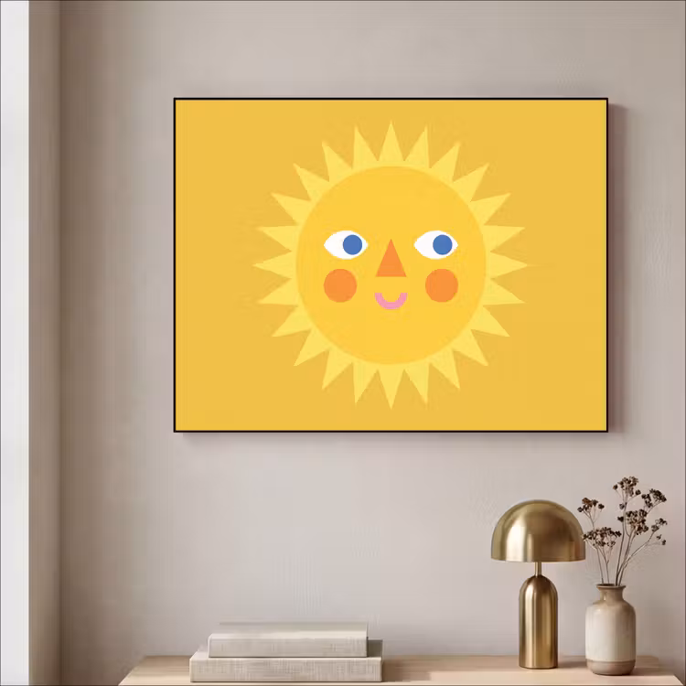 Art Frame - Zon - Gezicht - Zomer - Illustratie - Geel — 5