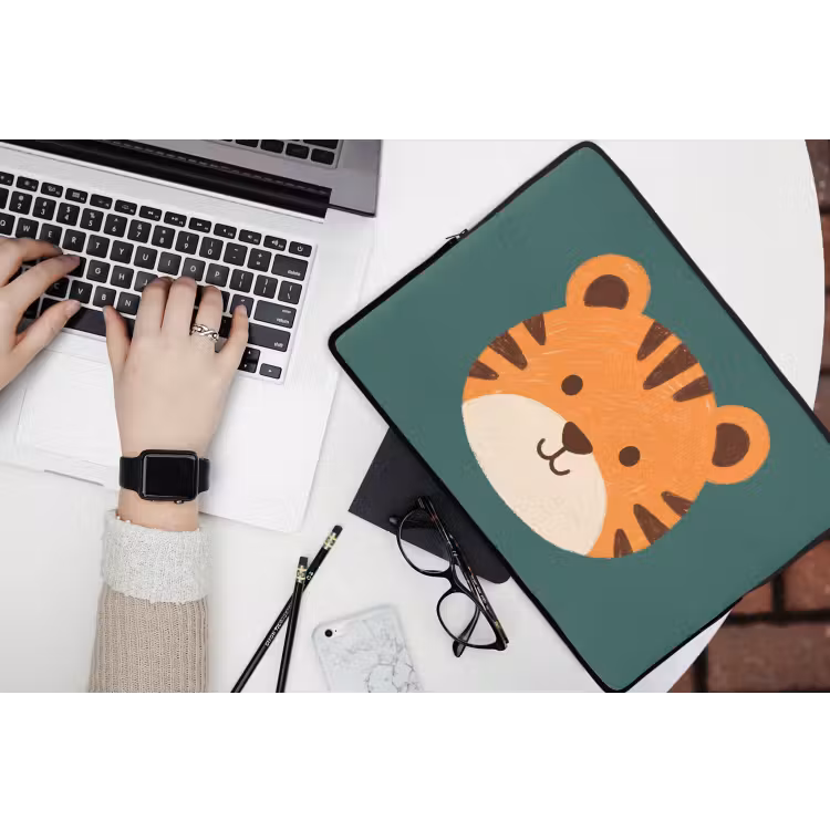 Laptophoes - Dieren - Kop - Oranje - Illustratie - Modern — 3