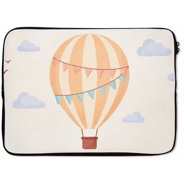 Laptophoes - Luchtballon - Wolken - Illustratie - Zacht - Kinderkamer — 1