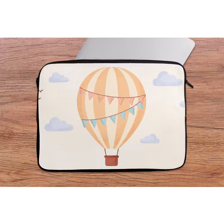 Laptophoes - Luchtballon - Wolken - Illustratie - Zacht - Kinderkamer — 2