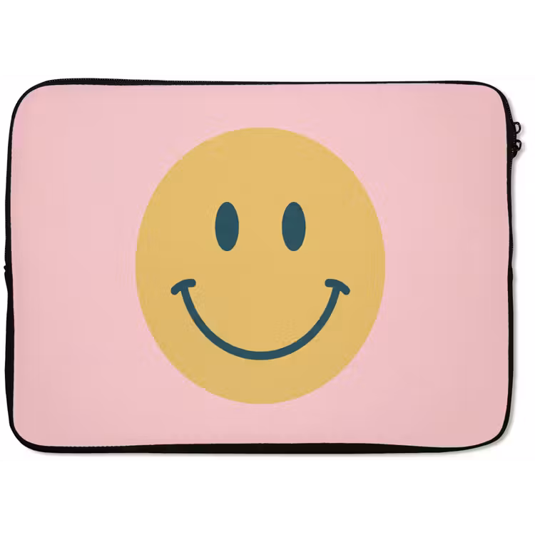 Laptophoes - Smiley - Geel - Roze - Symbool - Minimalistisch — 1