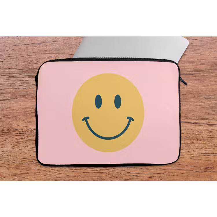 Laptophoes - Smiley - Geel - Roze - Symbool - Minimalistisch — 2