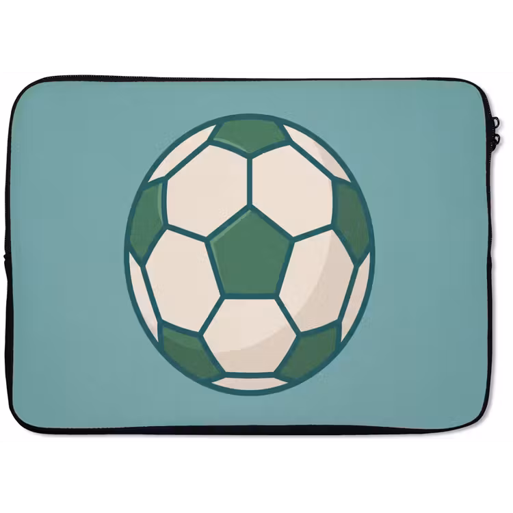 Laptophoes - Voetbal - Geometrisch - Sport - Illustratie - Blauwgroen — 1