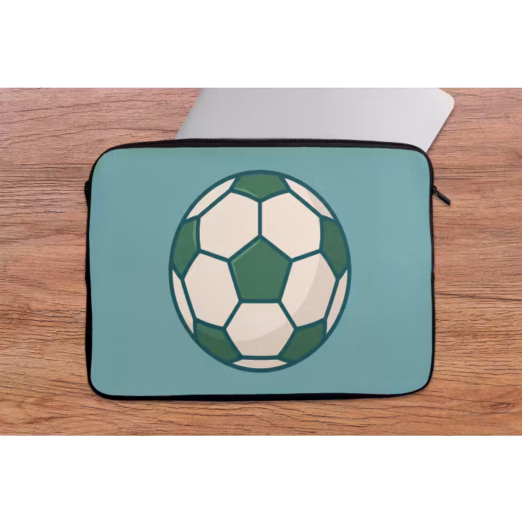 Laptophoes - Voetbal - Geometrisch - Sport - Illustratie - Blauwgroen — 2