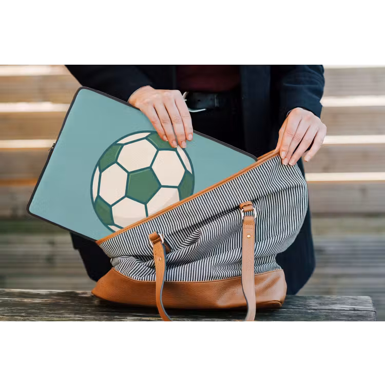 Laptophoes - Voetbal - Geometrisch - Sport - Illustratie - Blauwgroen — 4