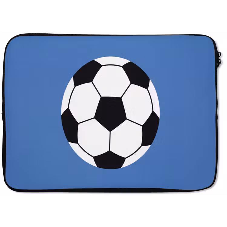 Laptophoes - Voetbal - Zwart-wit - Sport - Illustratie - Blauw — 1