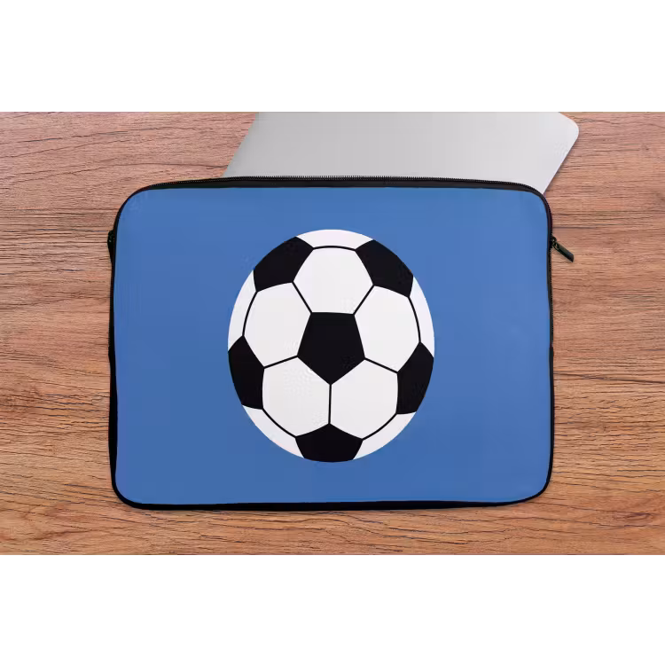 Laptophoes - Voetbal - Zwart-wit - Sport - Illustratie - Blauw — 2
