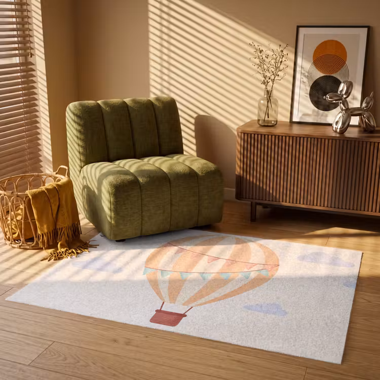 Vloerkleed - Luchtballon - Wolken - Illustratie - Zacht - Kinderkamer — 2