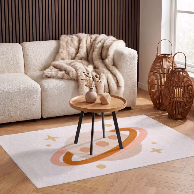 Vloerkleed - Planeet - Ringen - Ruimte - Illustratie - Beige — 3