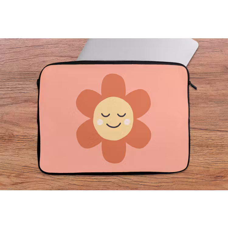 Laptophoes - Bloemen - Tekenfilm - Kind - Roze — 2