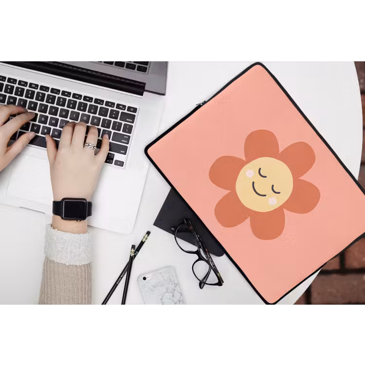 Laptophoes - Bloemen - Tekenfilm - Kind - Roze — 3