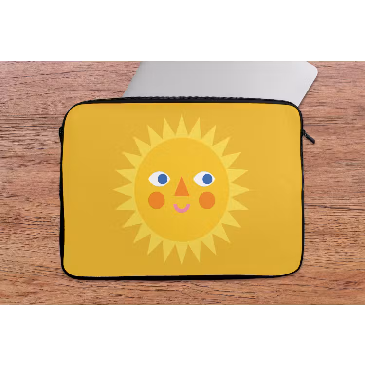 Laptophoes - Zon - Gezicht - Zomer - Illustratie - Geel — 2
