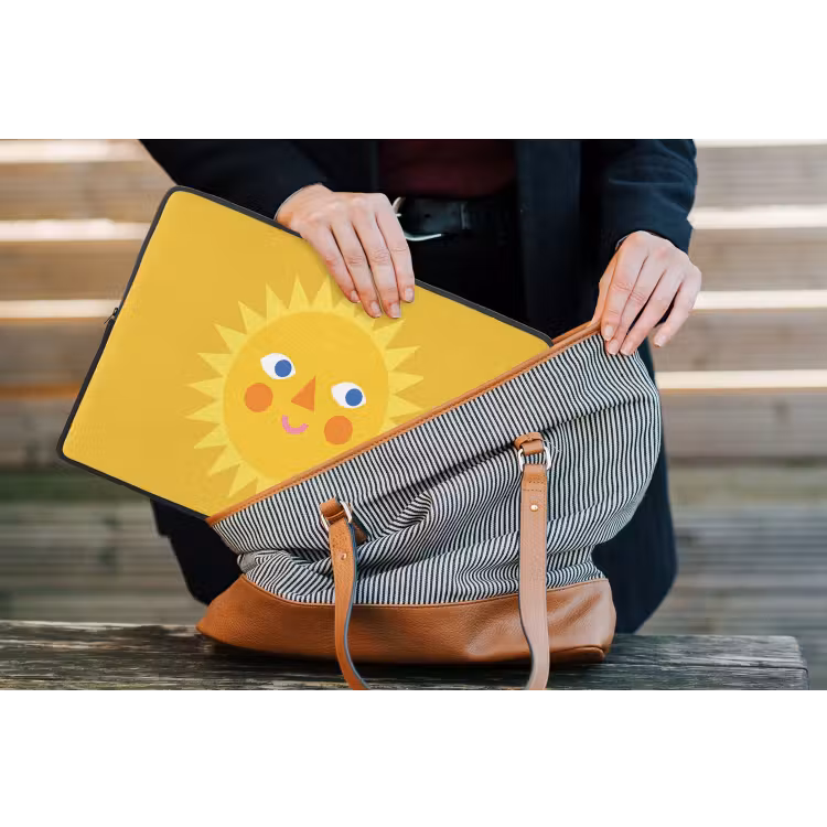 Laptophoes - Zon - Gezicht - Zomer - Illustratie - Geel — 4