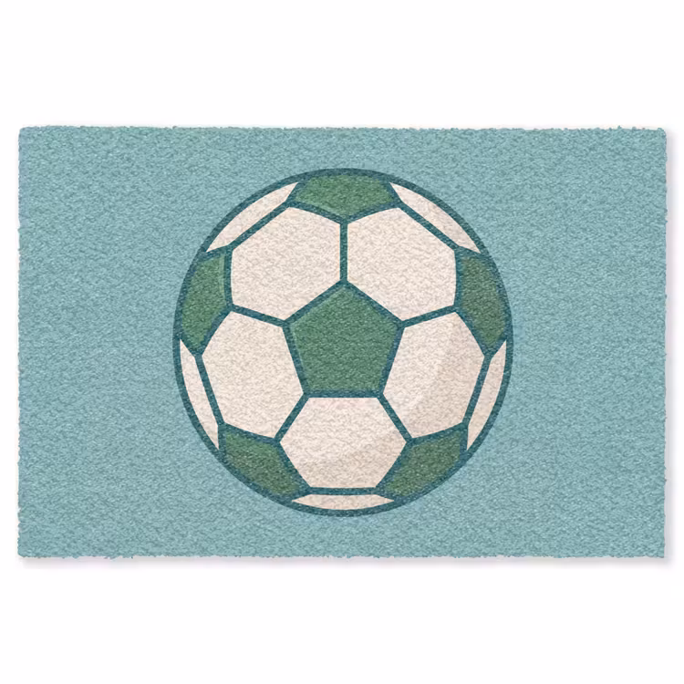 Vloerkleed - Voetbal - Geometrisch - Sport - Illustratie - Blauwgroen — 1