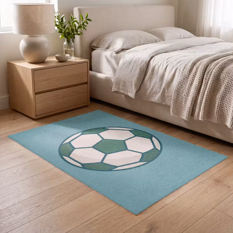 Vloerkleed - Voetbal - Geometrisch - Sport - Illustratie - Blauwgroen — 5