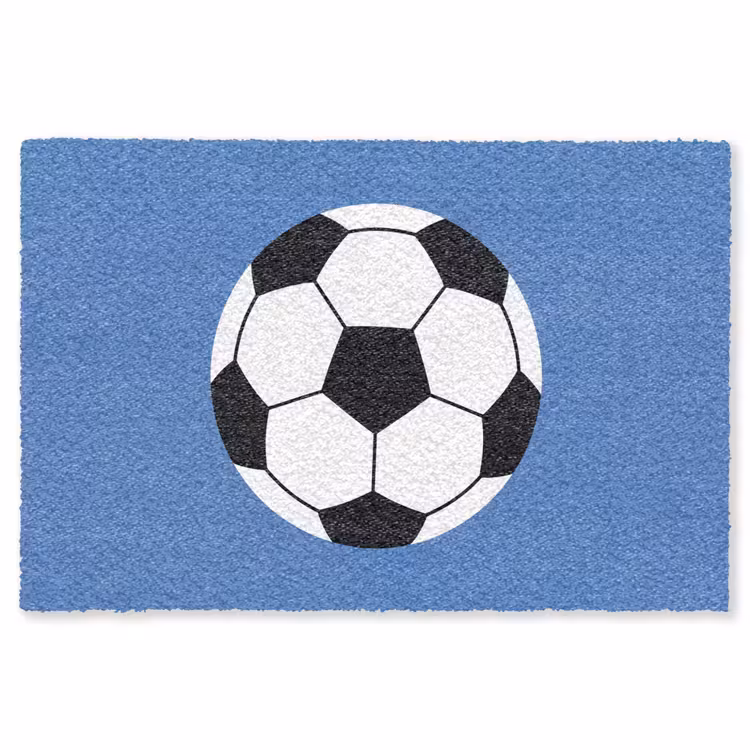 Vloerkleed - Voetbal - Zwart-wit - Sport - Illustratie - Blauw — 1