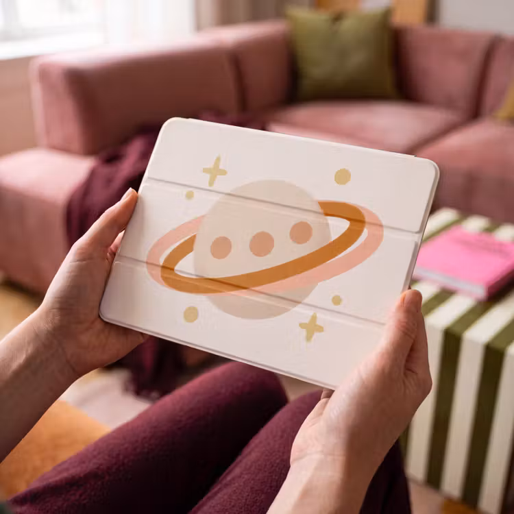 iPad hoes - Planeet - Ringen - Ruimte - Illustratie - Beige — 4