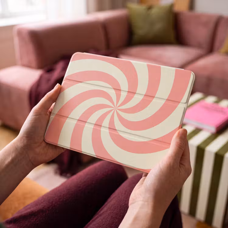 iPad hoes - Spiraal - Patroon - Abstract - Roze - Beige — 4
