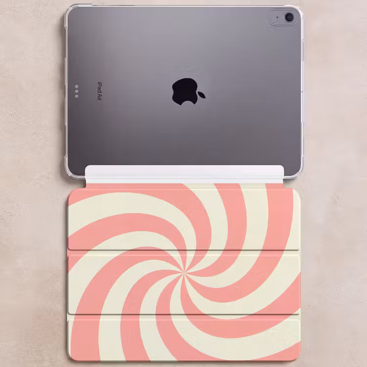 iPad hoes - Spiraal - Patroon - Abstract - Roze - Beige — 6