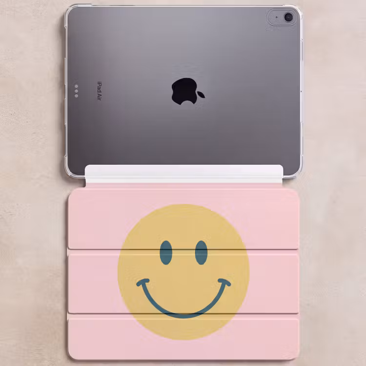 iPad hoes - Smiley - Geel - Roze - Symbool - Minimalistisch — 6