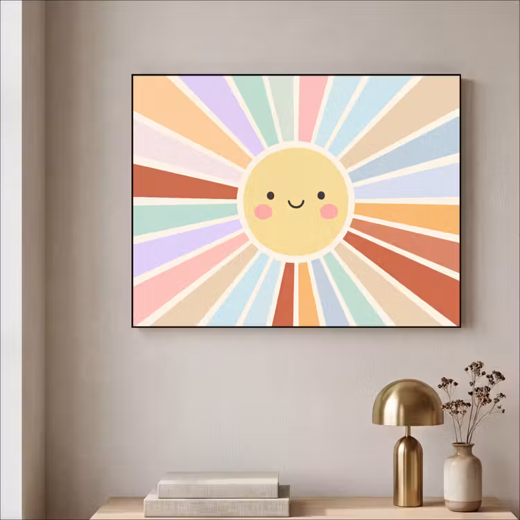 Art Frame - Zon - Stralen - Vrolijk - Kleurrijk - Abstract — 5