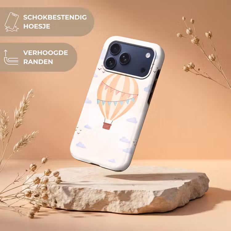 Telefoonhoesje Toughcase - Luchtballon - Wolken - Illustratie - Zacht - Kinderkamer — 5